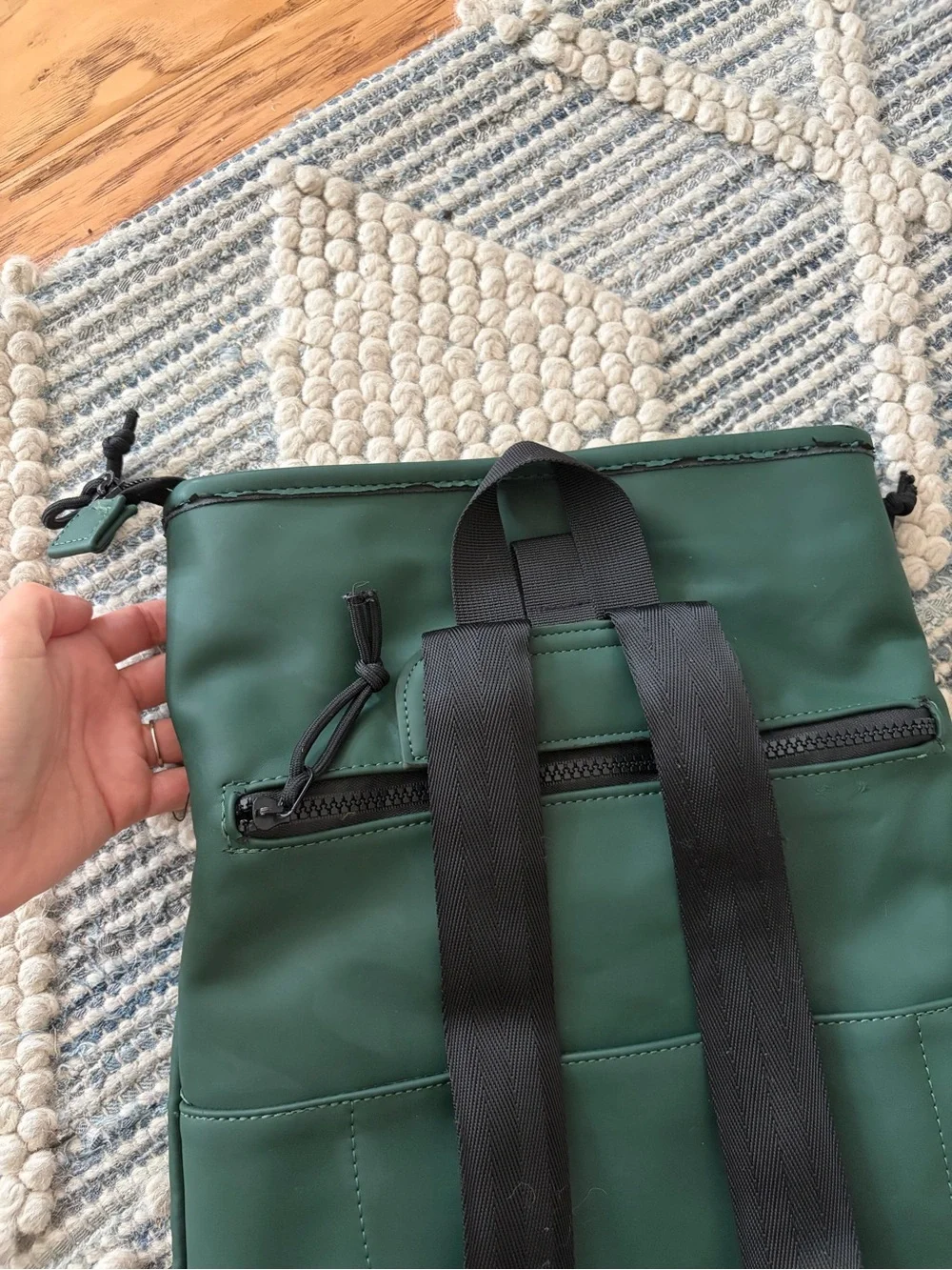 Duchamp Forest Green Roll-Top Backpack with Black Accents